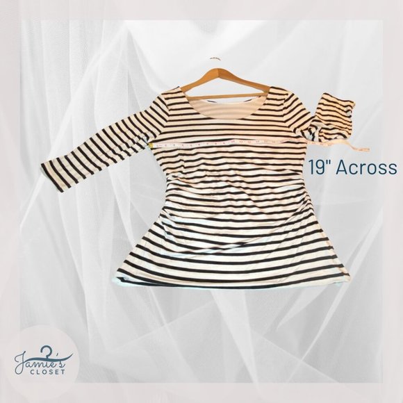 White House Black Market Striped Boat Neck Blouse Size Large GUC - Picture 2 of 9